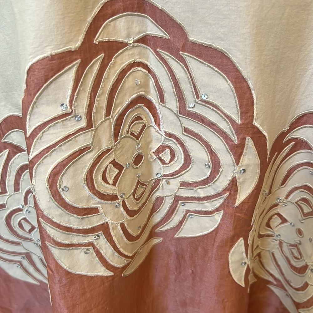 Anthropologie Odille Silk Floral Applique Sequin Full Midi Skirt Size 6 - Picture 5 of 5